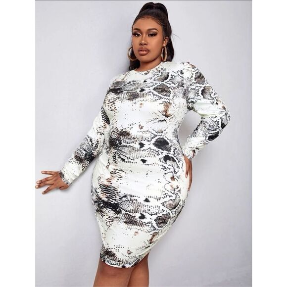 Plus Size Snakeskin Bodycon Dress - Picture 3 of 5